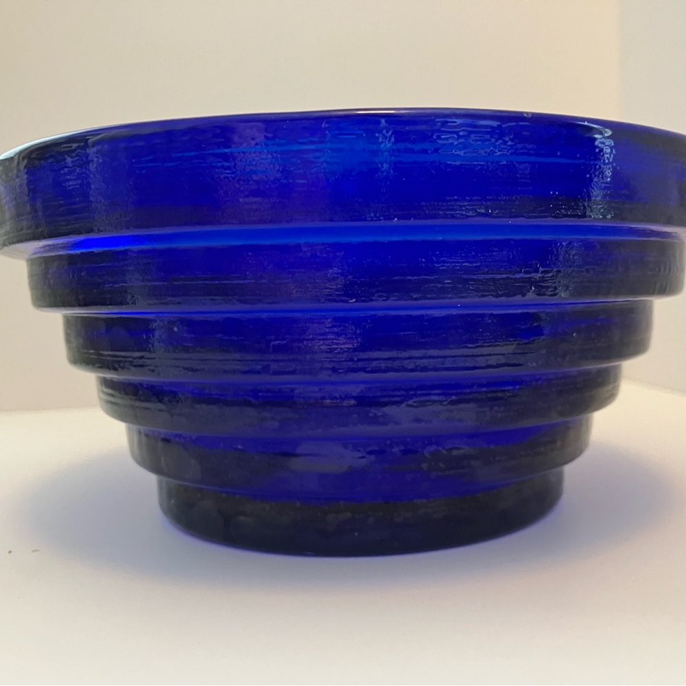 Blenko Glass Vintage Cobalt Glass Pyramid Bowl | 9608